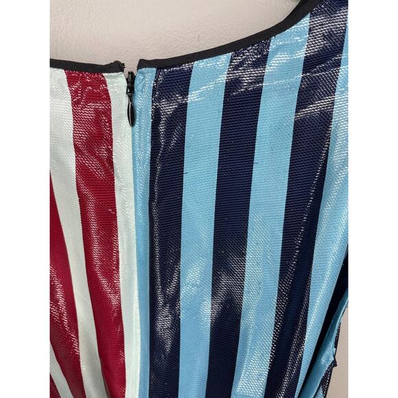 NWT Diane von Furstenberg Striped Sleeveless Waist Tie Draped Midi Dress Size 0 - Picture 7 of 10